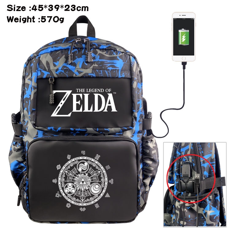 The Legend of Zelda Anime waterproof nylon camouflage backpack School Bag 45X39X23CM