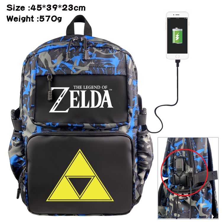 The Legend of Zelda Anime waterproof nylon camouflage backpack School Bag 45X39X23CM