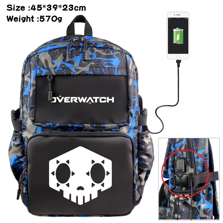 Overwatch Anime waterproof nylon camouflage backpack School Bag 45X39X23CM