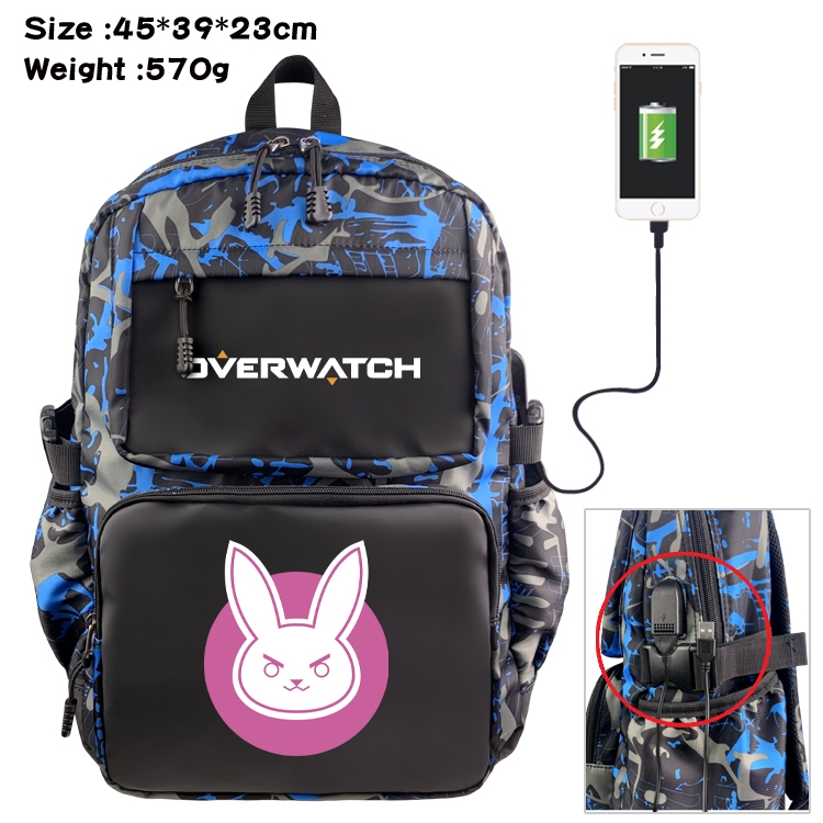 Overwatch Anime waterproof nylon camouflage backpack School Bag 45X39X23CM