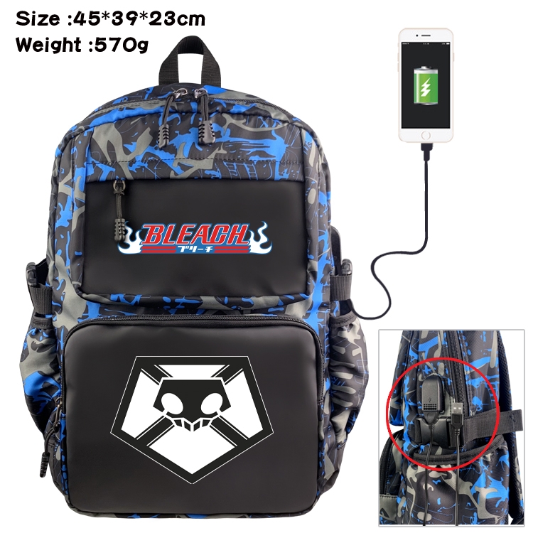 Bleach Anime waterproof nylon camouflage backpack School Bag 45X39X23CM