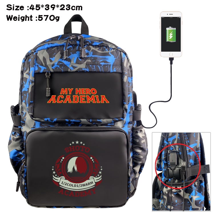 My Hero Academia Anime waterproof nylon camouflage backpack School Bag 45X39X23CM