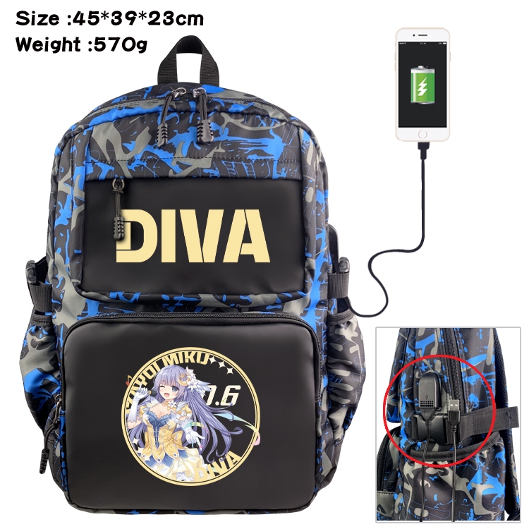 Date-A-Live Anime waterproof nylon camouflage backpack School Bag 45X39X23CM