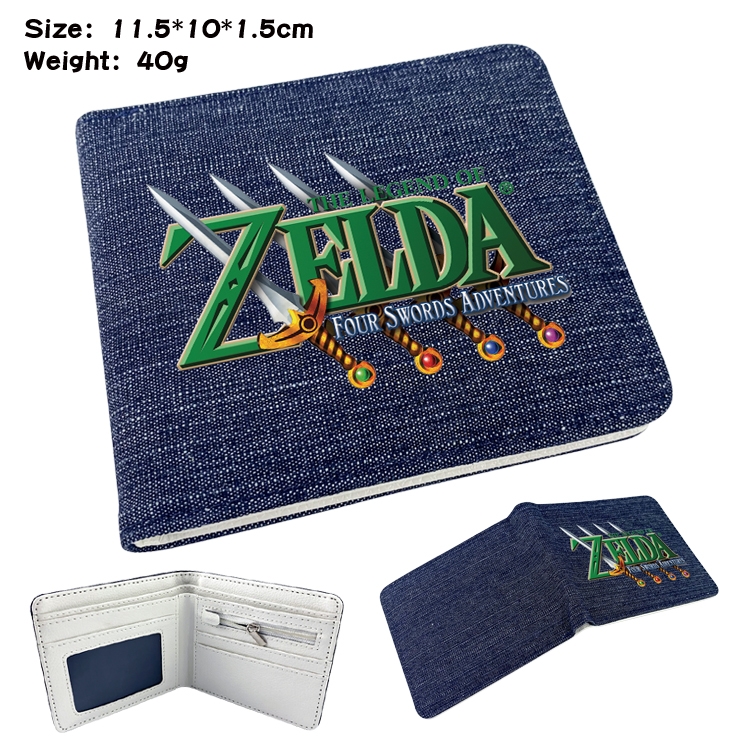 The Legend of Zelda Anime surrounding denim folding color picture wallet 11.5X10X1.5CM