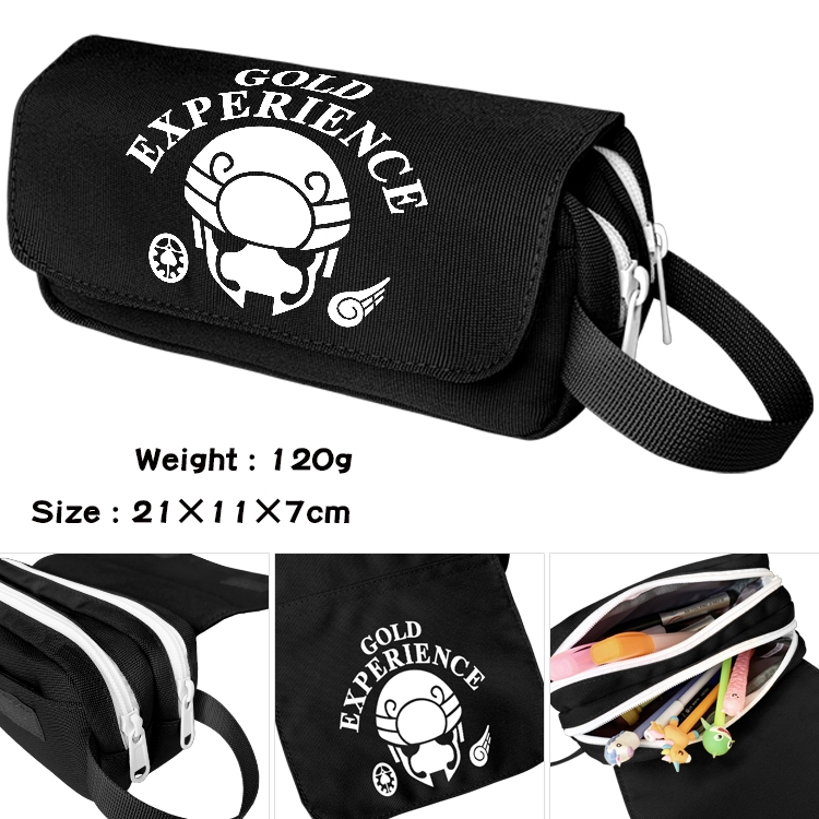 JoJos Bizarre Adventure Anime waterproof canvas portable double-layer pencil bag cosmetic bag 21x11x7cm