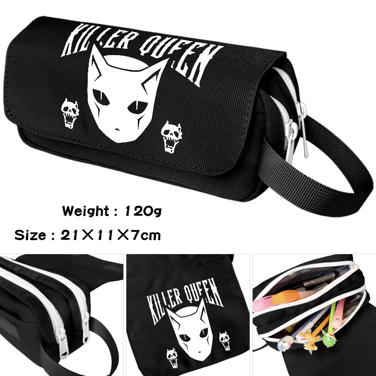 JoJos Bizarre Adventure Anime waterproof canvas portable double-layer pencil bag cosmetic bag 21x11x7cm