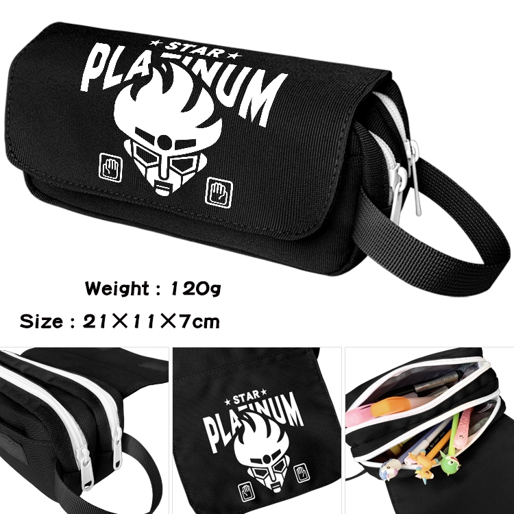 JoJos Bizarre Adventure Anime waterproof canvas portable double-layer pencil bag cosmetic bag 21x11x7cm