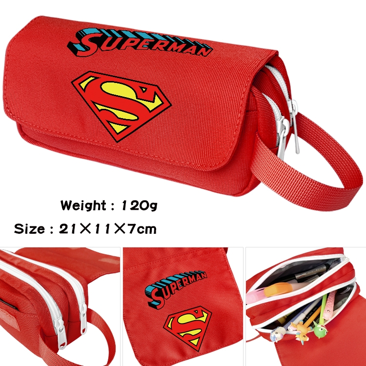 Superhero Movie Anime waterproof canvas portable double-layer pencil bag cosmetic bag 21x11x7cm