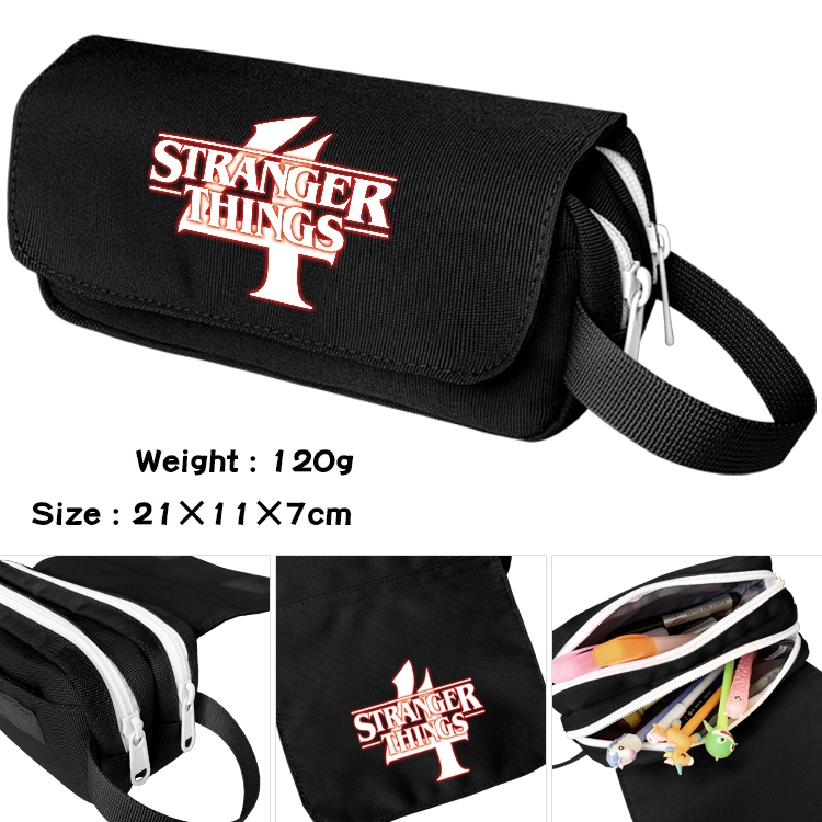 Stranger Things Anime waterproof canvas portable double-layer pencil bag cosmetic bag 21x11x7cm