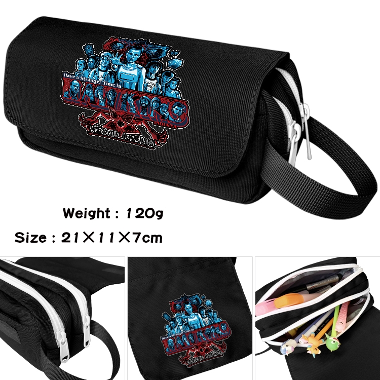 Stranger Things Anime waterproof canvas portable double-layer pencil bag cosmetic bag 21x11x7cm