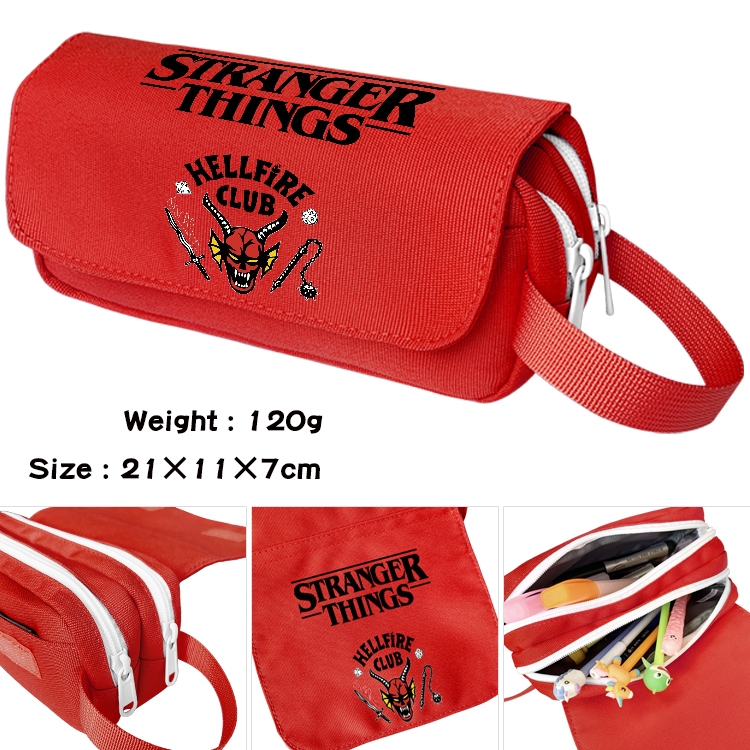 Stranger Things Anime waterproof canvas portable double-layer pencil bag cosmetic bag 21x11x7cm