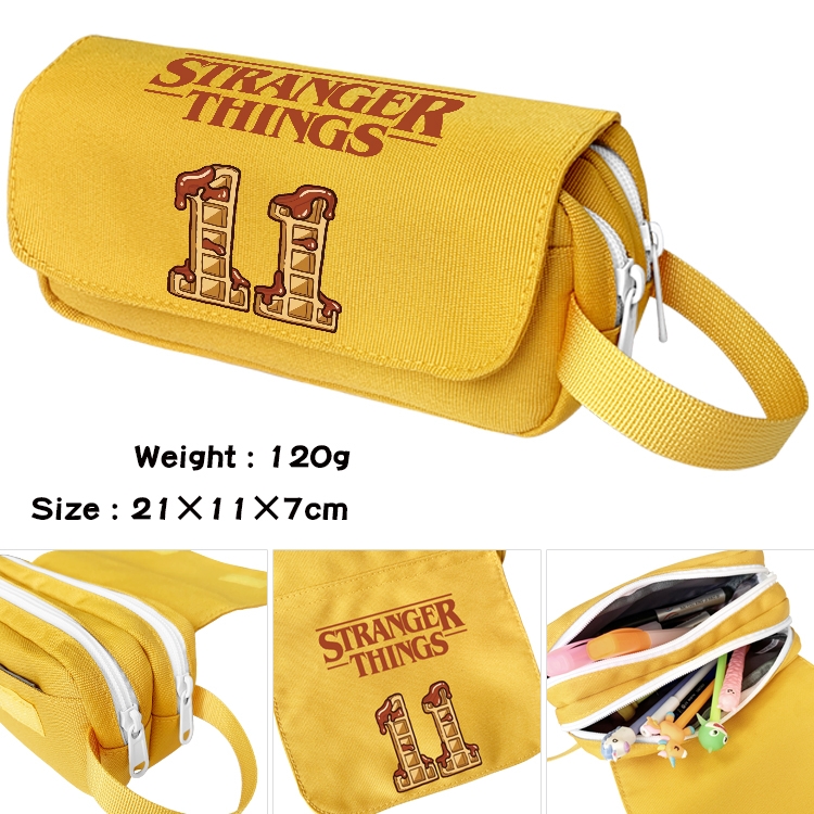 Stranger Things Anime waterproof canvas portable double-layer pencil bag cosmetic bag 21x11x7cm