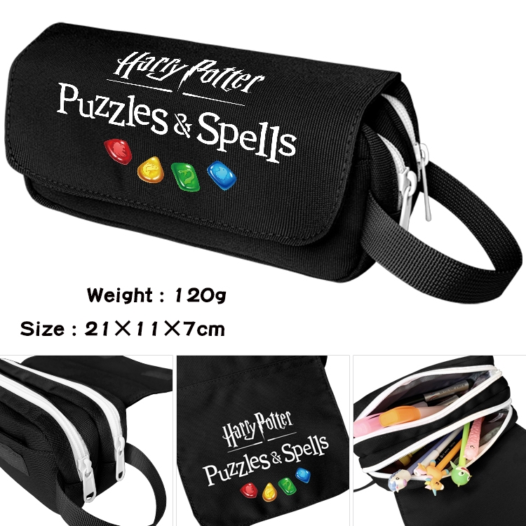 Harry Potter Anime waterproof canvas portable double-layer pencil bag cosmetic bag 21x11x7cm