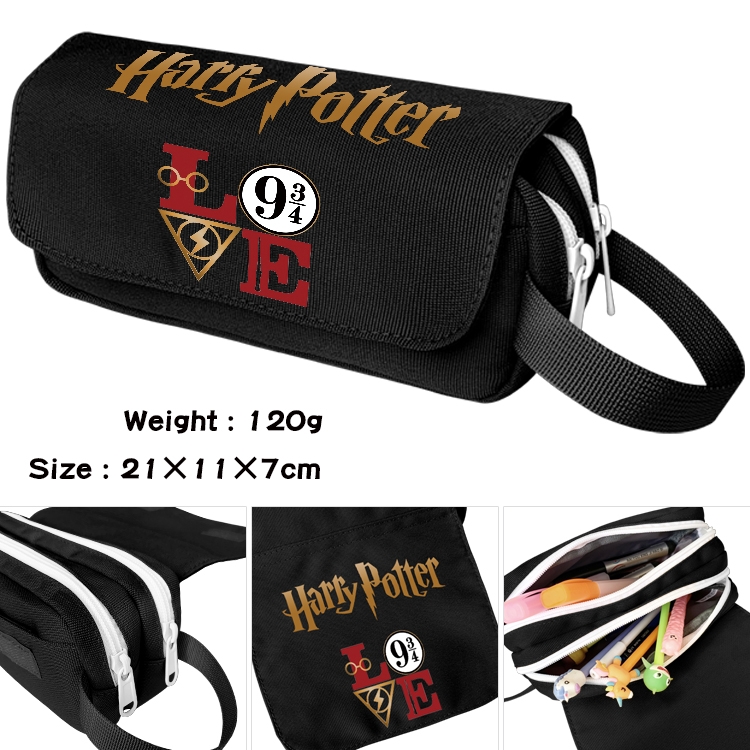 Harry Potter Anime waterproof canvas portable double-layer pencil bag cosmetic bag 21x11x7cm