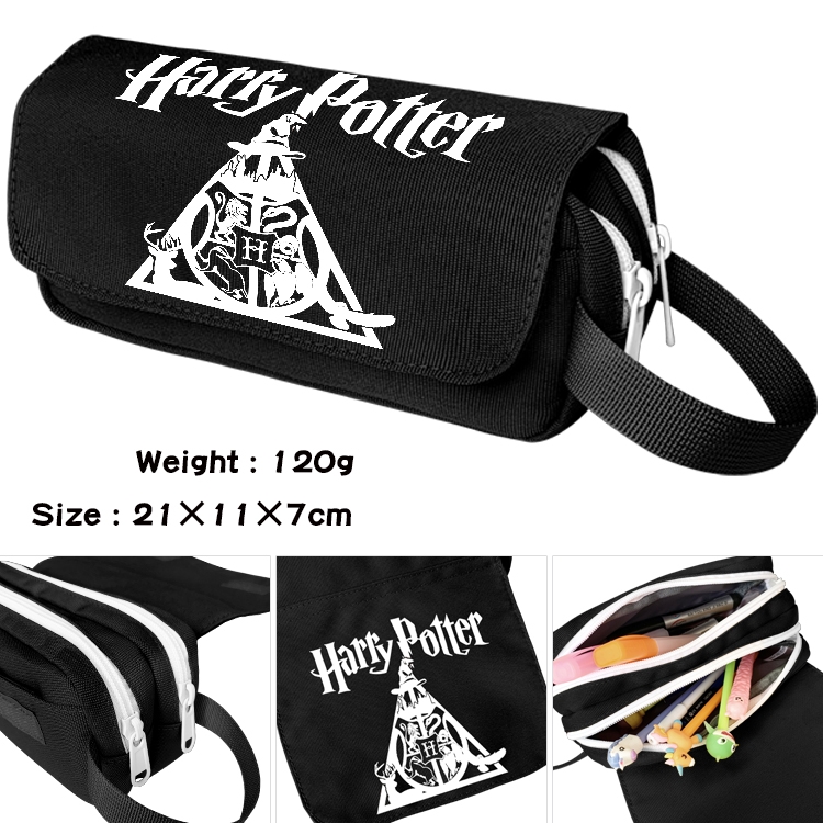 Harry Potter Anime waterproof canvas portable double-layer pencil bag cosmetic bag 21x11x7cm