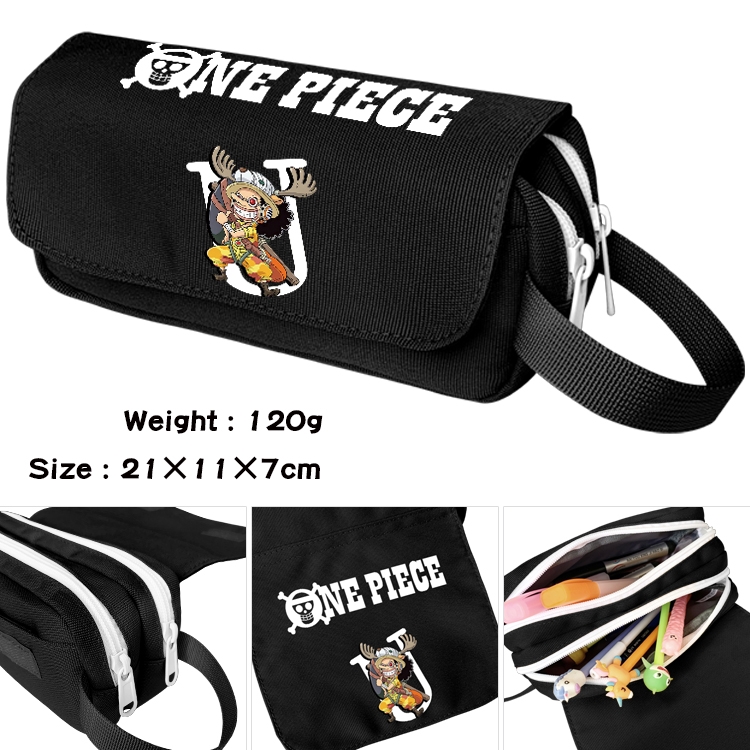 One Piece Anime waterproof canvas portable double-layer pencil bag cosmetic bag 21x11x7cm