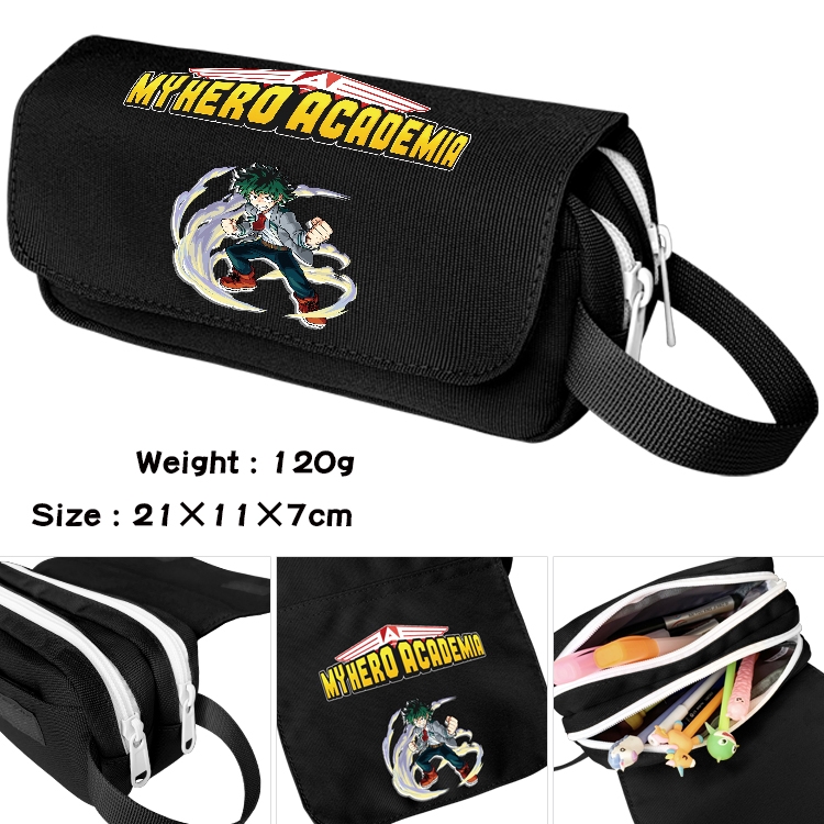 My Hero Academia Anime waterproof canvas portable double-layer pencil bag cosmetic bag 21x11x7cm