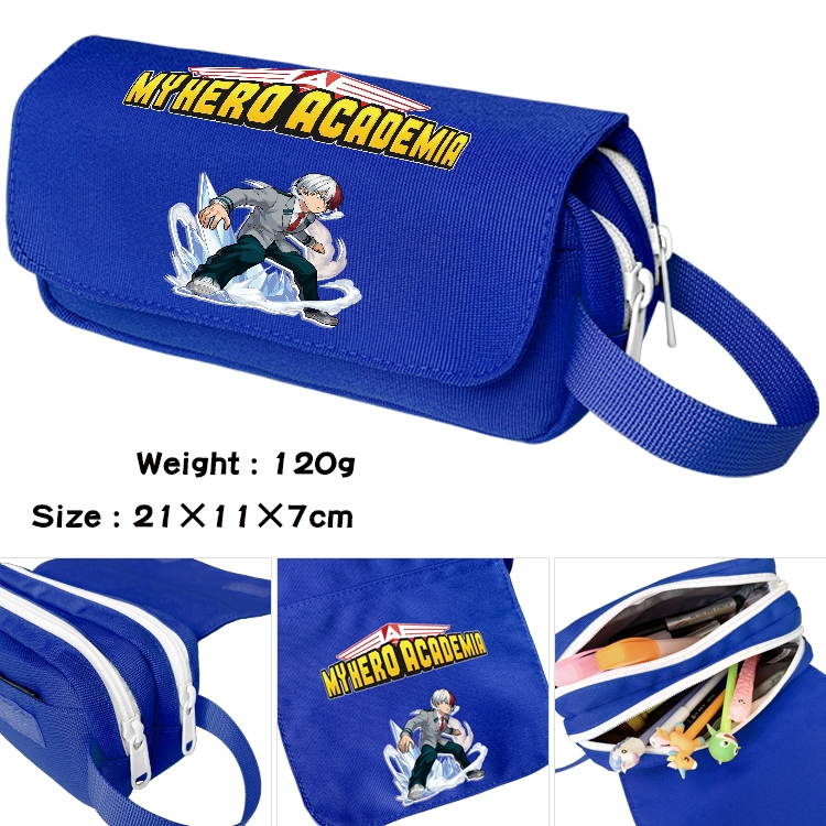 My Hero Academia Anime waterproof canvas portable double-layer pencil bag cosmetic bag 21x11x7cm