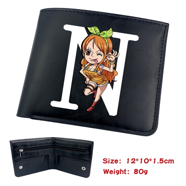 One Piece Animation soft leather inner buckle black leather wallet 12X10X1.5CM