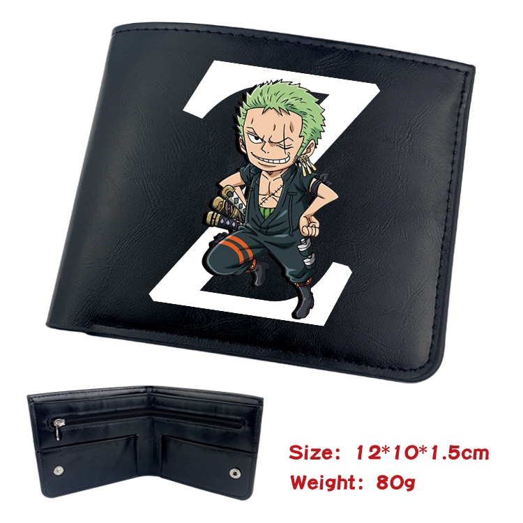 One Piece Animation soft leather inner buckle black leather wallet 12X10X1.5CM