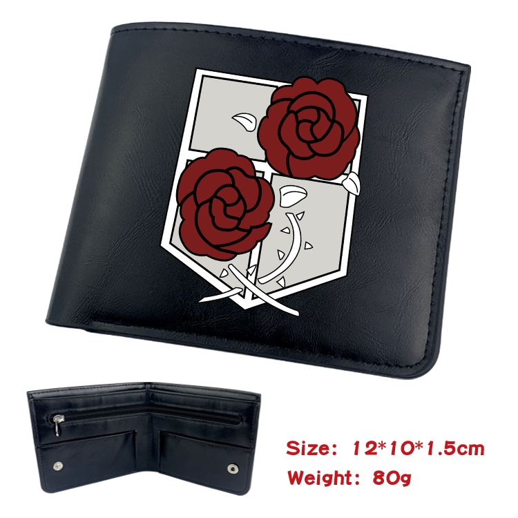 Shingeki no Kyojin Animation soft leather inner buckle black leather wallet 12X10X1.5CM