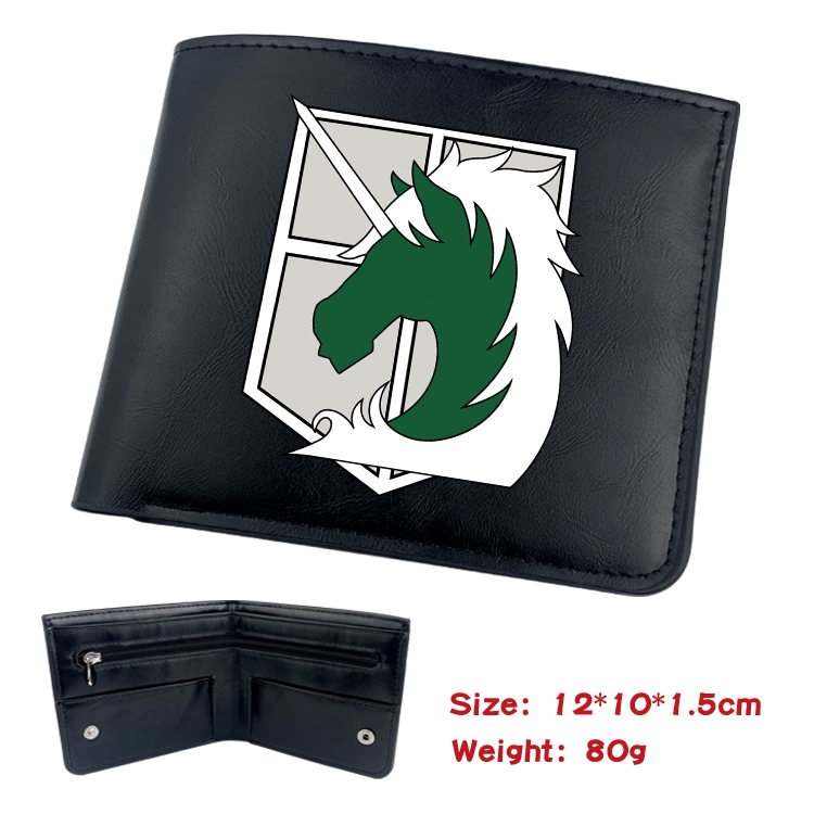 Shingeki no Kyojin Animation soft leather inner buckle black leather wallet 12X10X1.5CM