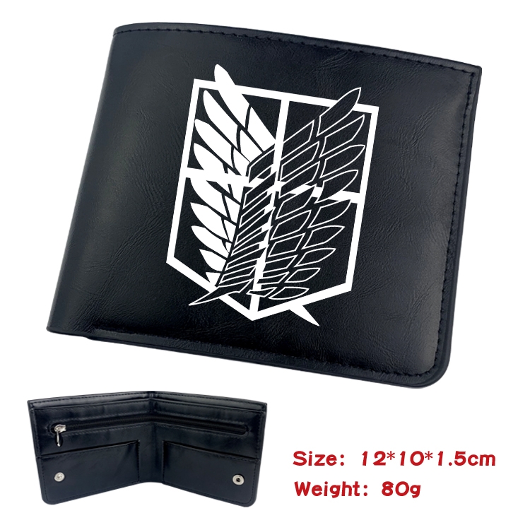 Shingeki no Kyojin Animation soft leather inner buckle black leather wallet 12X10X1.5CM