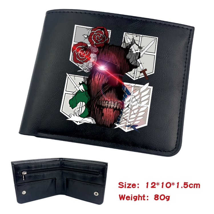 Shingeki no Kyojin Animation soft leather inner buckle black leather wallet 12X10X1.5CM