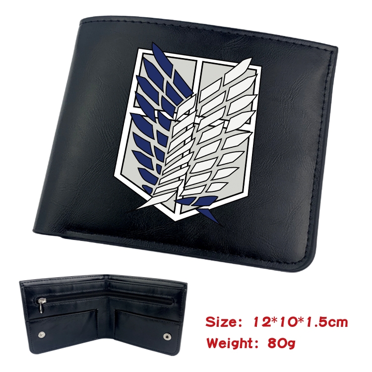 Shingeki no Kyojin Animation soft leather inner buckle black leather wallet 12X10X1.5CM