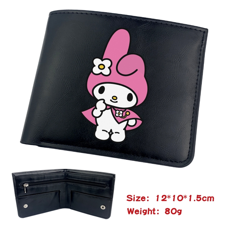 Fantasy magic melody Animation soft leather inner buckle black leather wallet 12X10X1.5CM