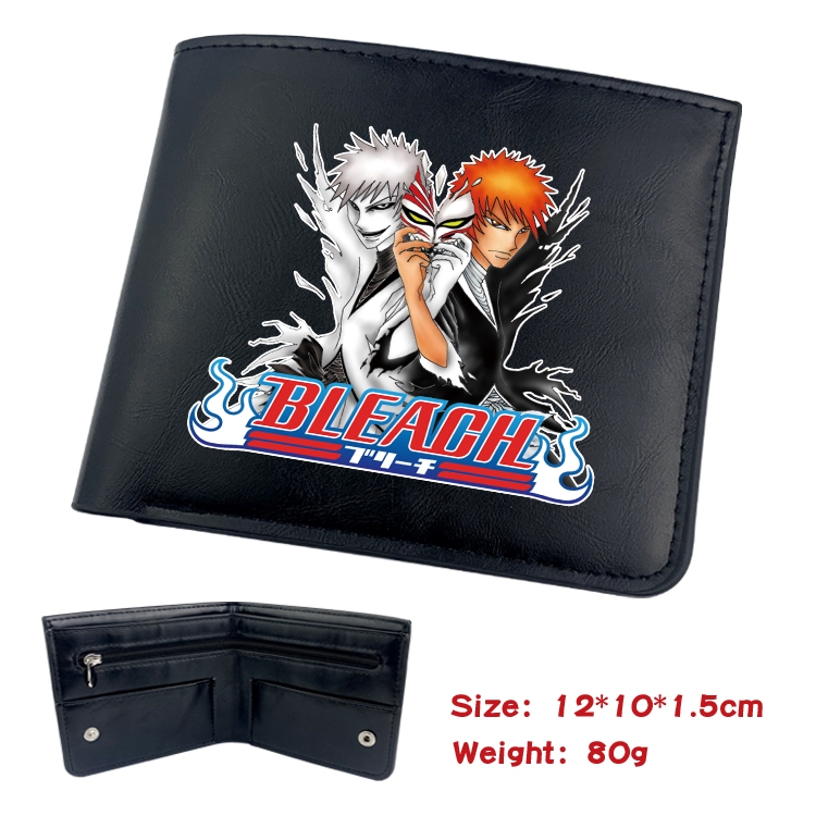 Bleach Animation soft leather inner buckle black leather wallet 12X10X1.5CM