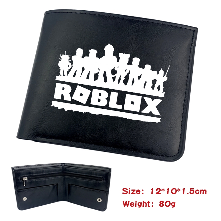 Robllox Animation soft leather inner buckle black leather wallet 12X10X1.5CM
