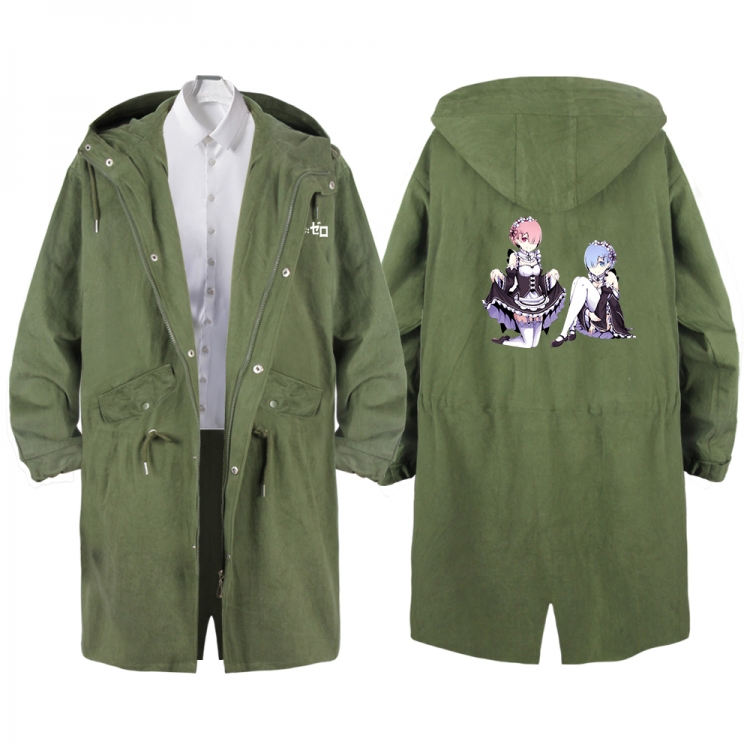 Re:Zero kara Hajimeru Isekai Seikatsu Anime Peripheral Hooded Long Windbreaker Jacket from S to 3XL