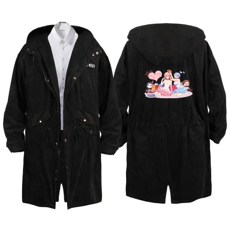 Re:Zero kara Hajimeru Isekai Seikatsu Anime Peripheral Hooded Long Windbreaker Jacket from S to 3XL