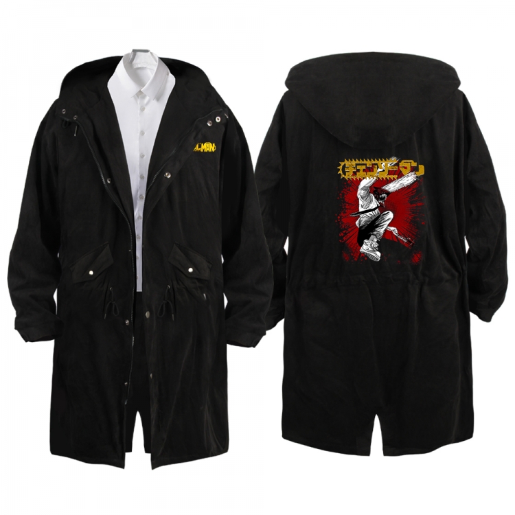 Chainsaw man Anime Peripheral Hooded Long Windbreaker Jacket from S to 3XL