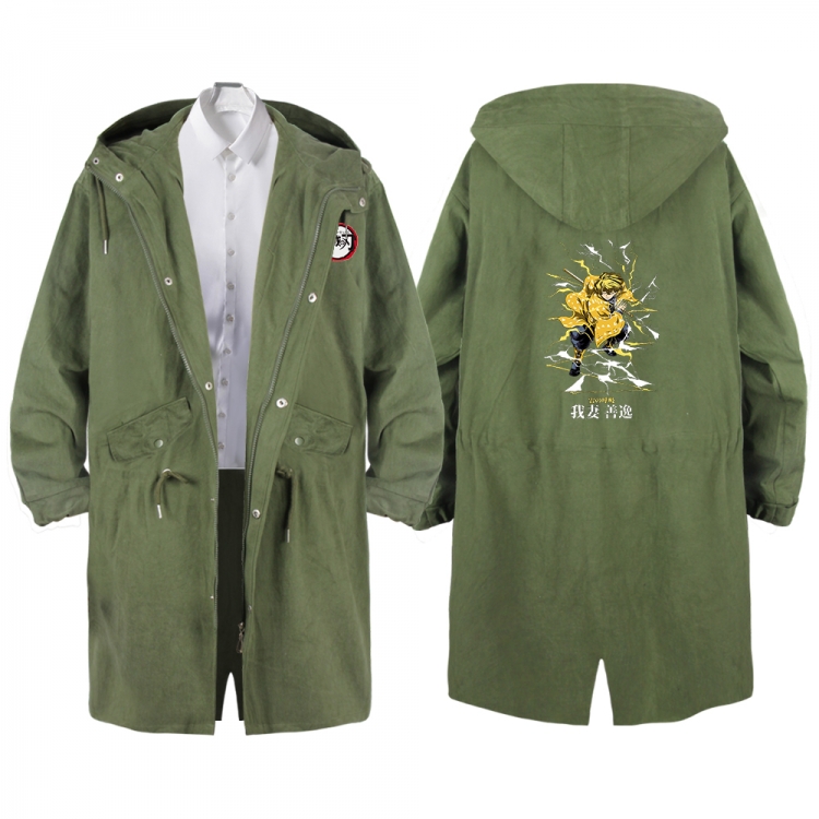 Demon Slayer Kimets Anime Peripheral Hooded Long Windbreaker Jacket from S to 3XL