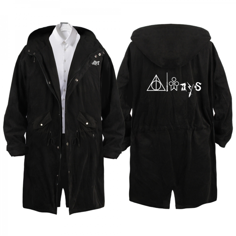 Harry Potter Anime Peripheral Hooded Long Windbreaker Jacket from S to 3XL