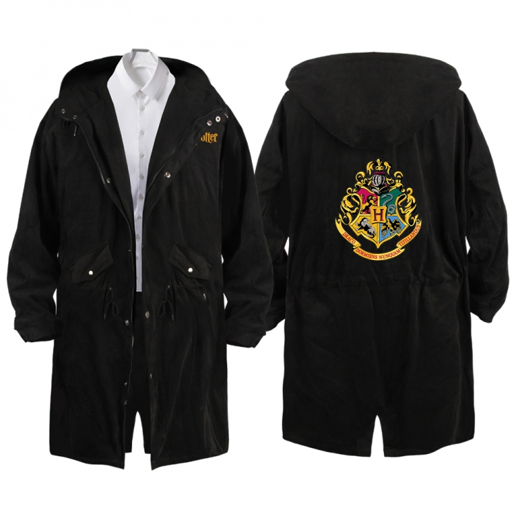 Harry Potter Anime Peripheral Hooded Long Windbreaker Jacket from S to 3XL