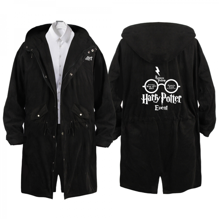 Harry Potter Anime Peripheral Hooded Long Windbreaker Jacket from S to 3XL