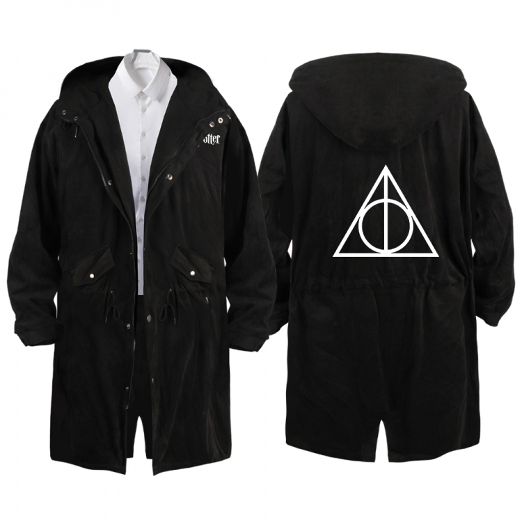 Harry Potter Anime Peripheral Hooded Long Windbreaker Jacket from S to 3XL