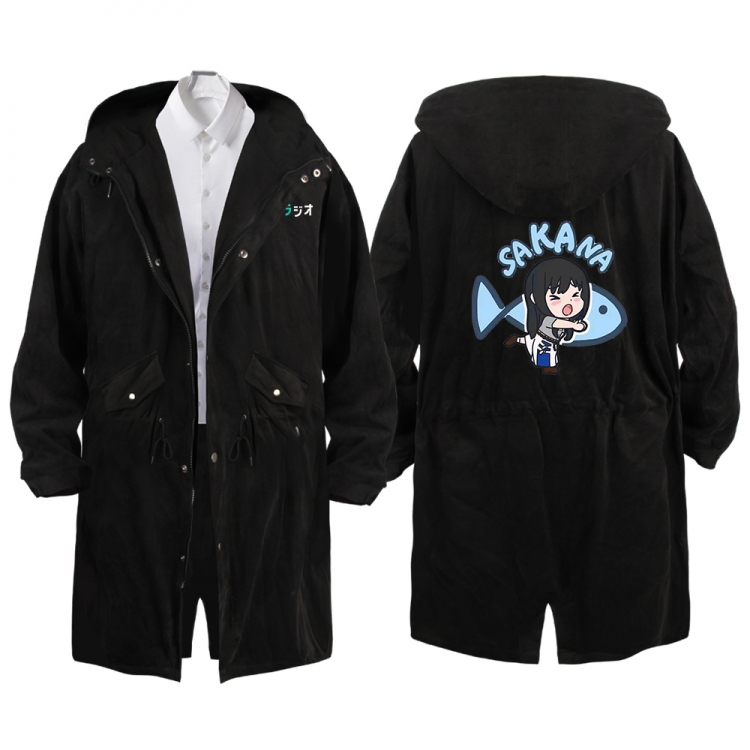 Lycoris Recoil Anime Peripheral Hooded Long Windbreaker Jacket from S to 3XL