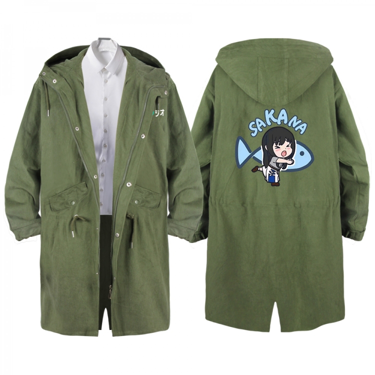 Lycoris Recoil Anime Peripheral Hooded Long Windbreaker Jacket from S to 3XL
