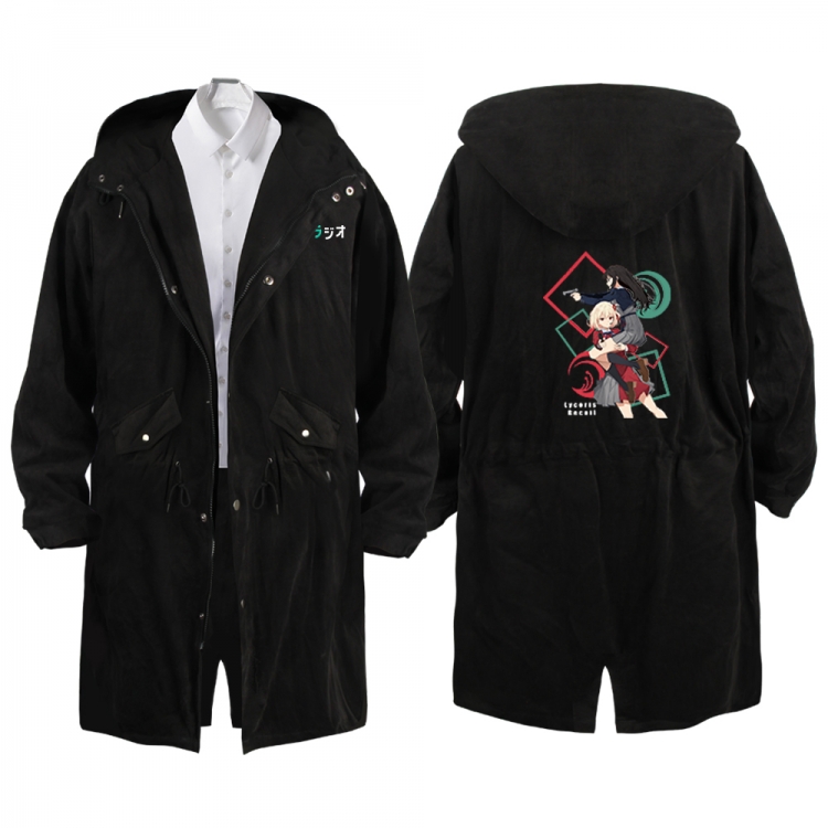 Lycoris Recoil Anime Peripheral Hooded Long Windbreaker Jacket from S to 3XL