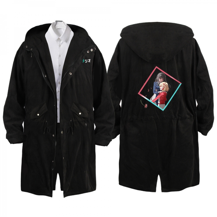 Lycoris Recoil Anime Peripheral Hooded Long Windbreaker Jacket from S to 3XL