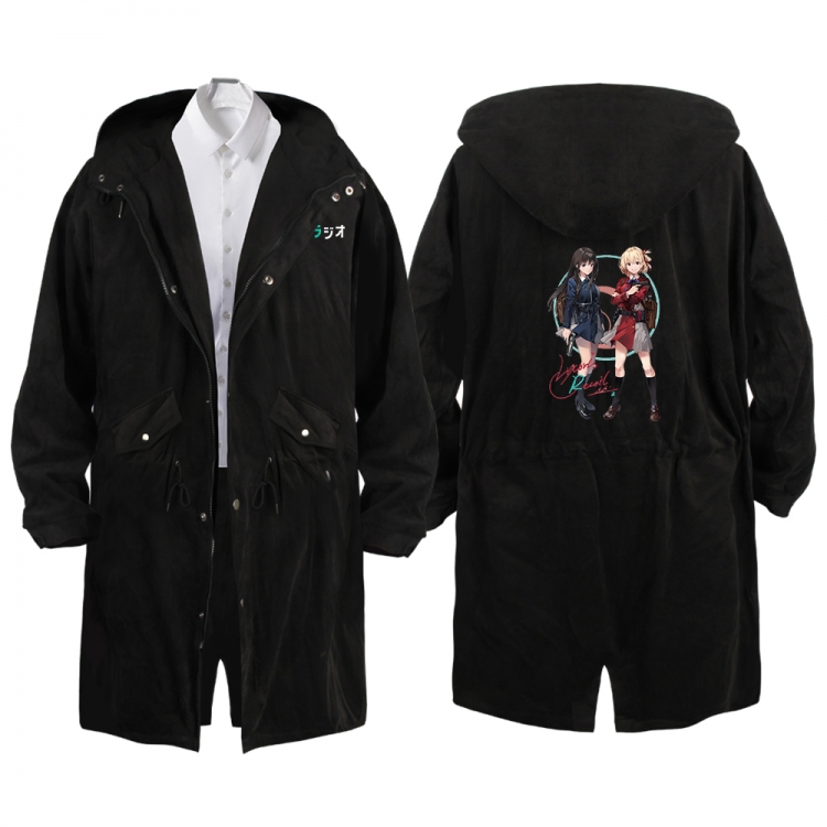 Lycoris Recoil Anime Peripheral Hooded Long Windbreaker Jacket from S to 3XL