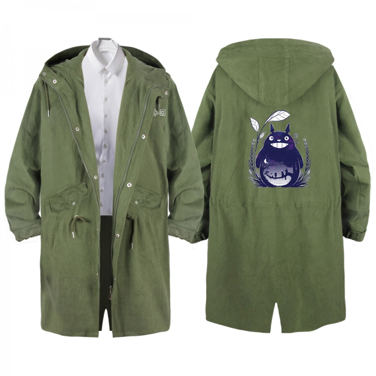 TOTORO Anime Peripheral Hooded Long Windbreaker Jacket from S to 3XL