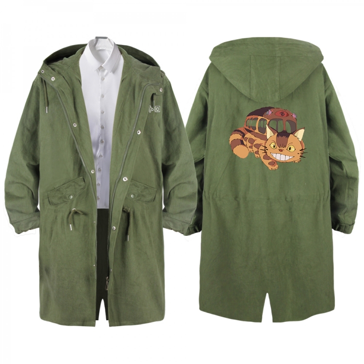 TOTORO Anime Peripheral Hooded Long Windbreaker Jacket from S to 3XL