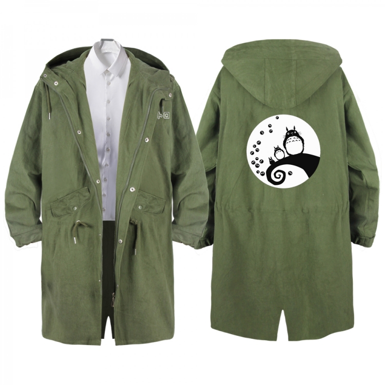 TOTORO Anime Peripheral Hooded Long Windbreaker Jacket from S to 3XL