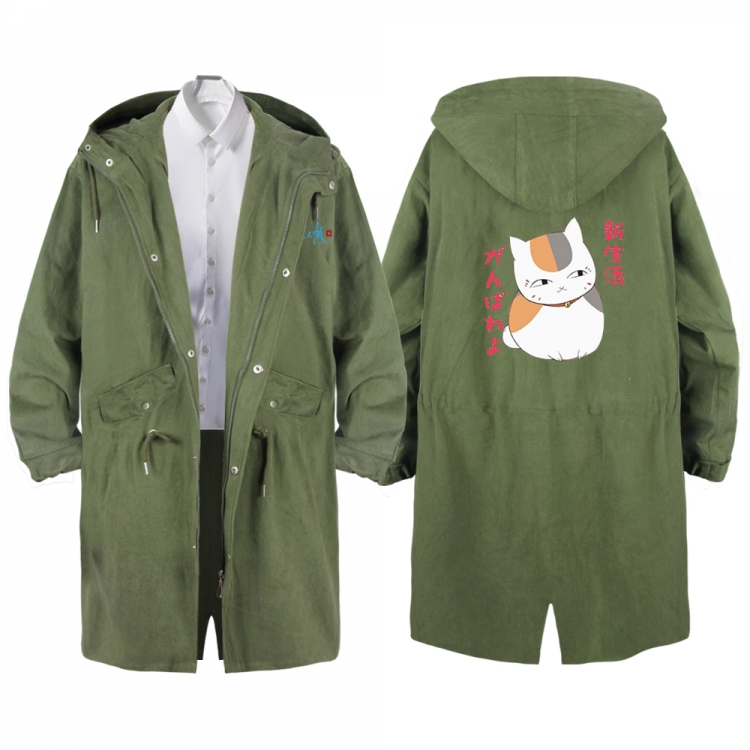 Natsume_Yuujintyou Anime Peripheral Hooded Long Windbreaker Jacket from S to 3XL