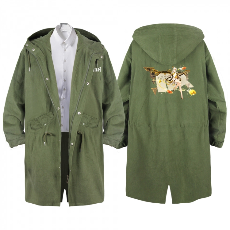 Genshin Impact Anime Peripheral Hooded Long Windbreaker Jacket from S to 3XL